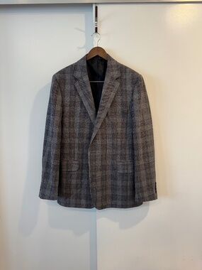 Land's End Wool Tweed Houndstooth Plaid Check Blazer 42R